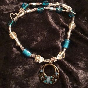 Royal blue clear and silver fun necklace